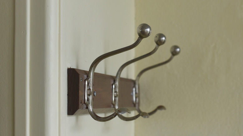 Empty coat rack on wall