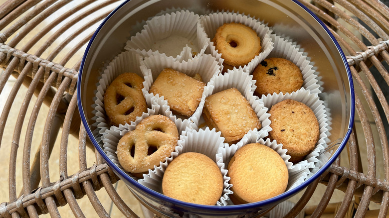 Shortbread cookies in a tin box