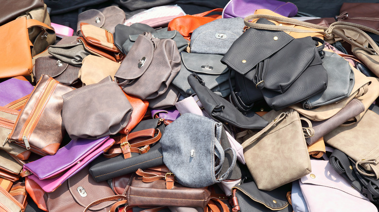 Pile of handbags