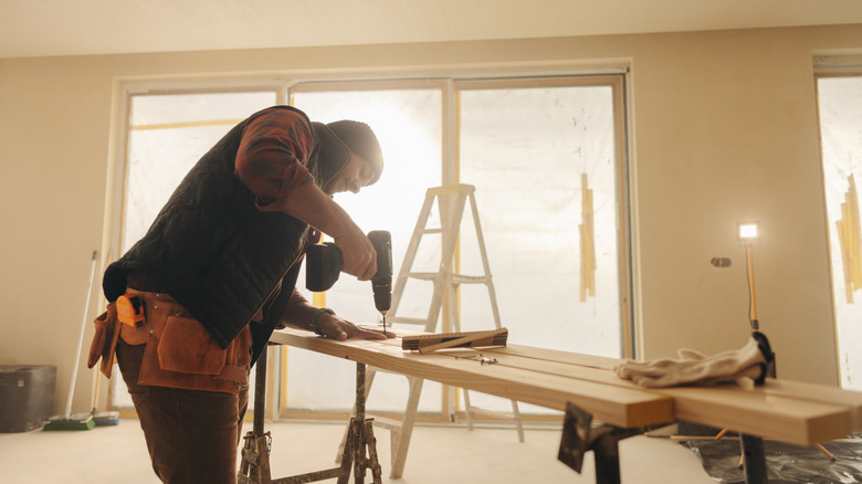 A person working on a DIY