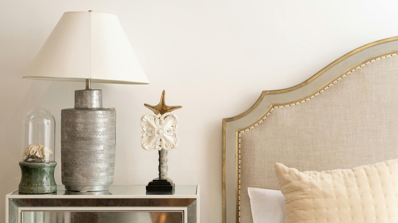 A unique metal lamp on a table