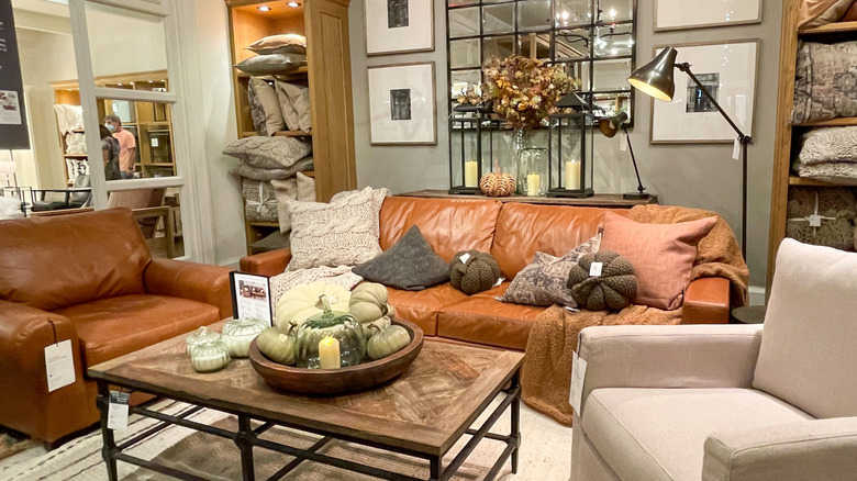 fall decor in a Pottery Barn store