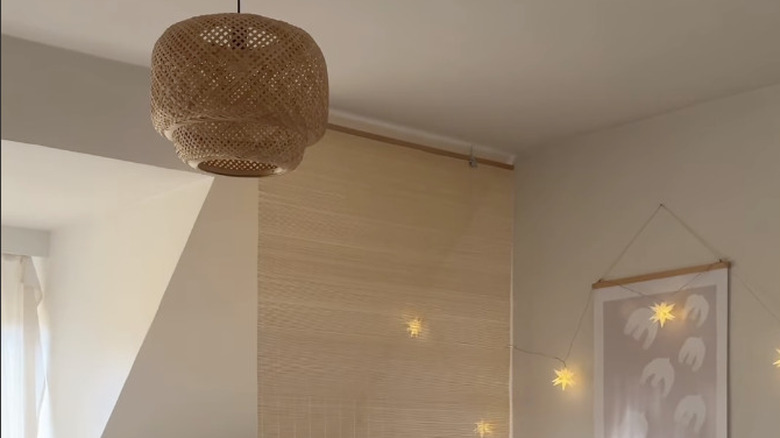 the bamboo divider sitting in living room