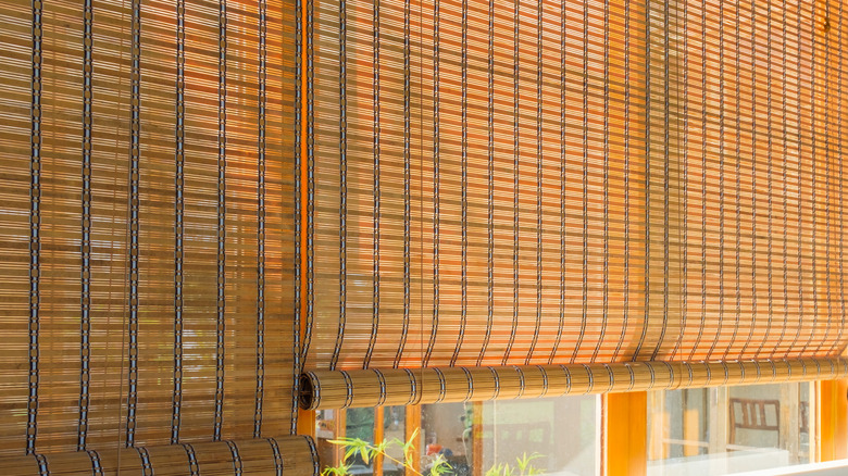 closeup of bamboo blind