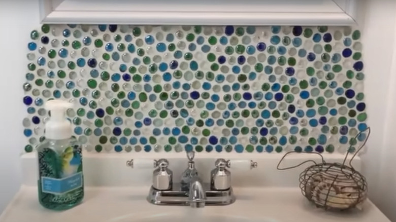 Finished floral marble back splash