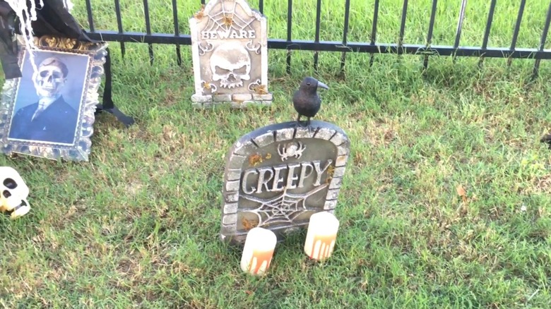 Spooky Halloween tombstones with a dated look