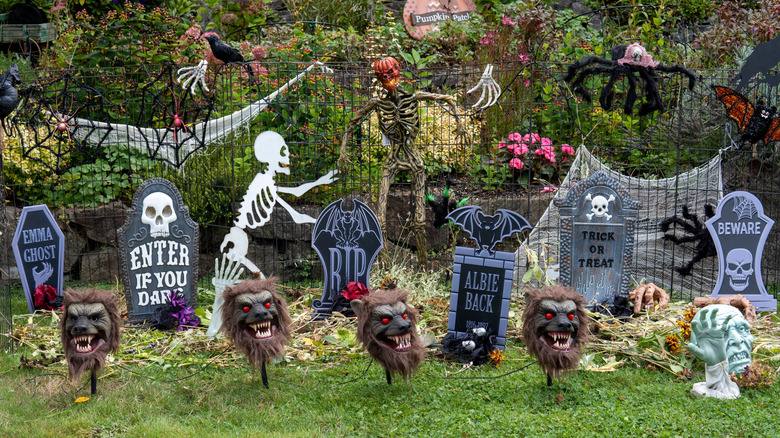 Spooky graveyard scene for Halloween decor