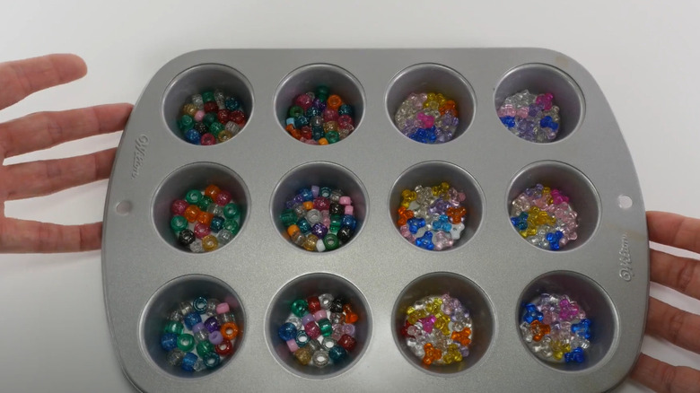 beads in muffin pan