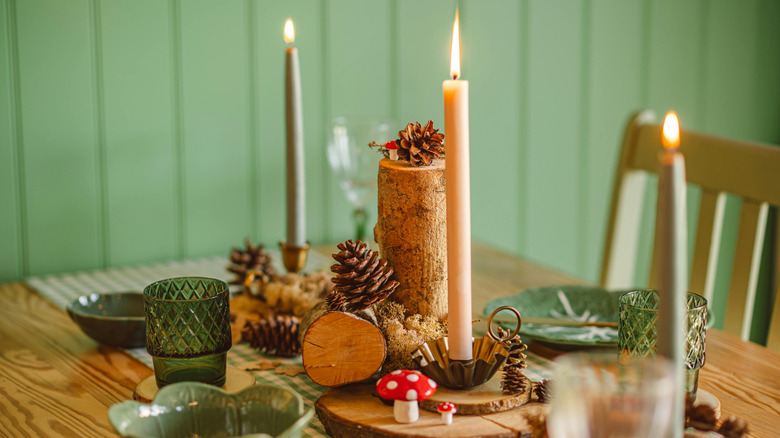 Fall centerpiece with candles