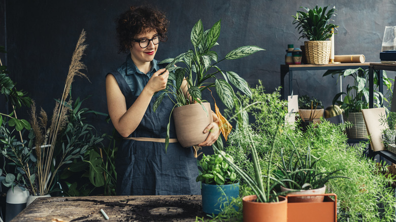 Woman with plants