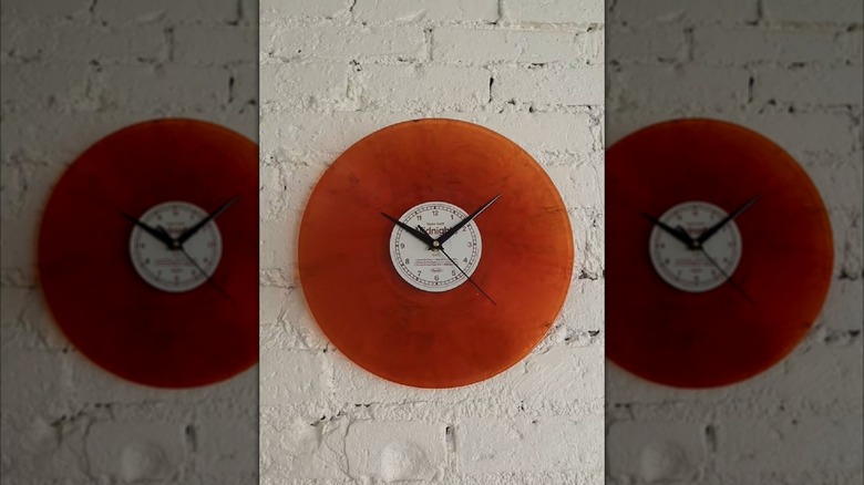 DIY clock made out of a vinyl record