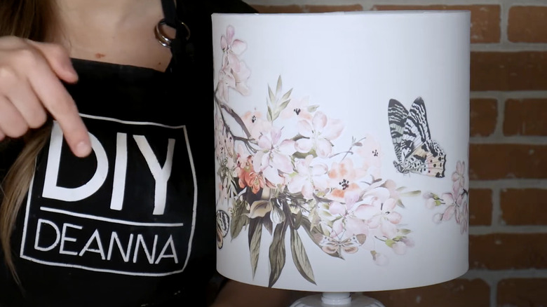 Rub on floral decor on lamp shade