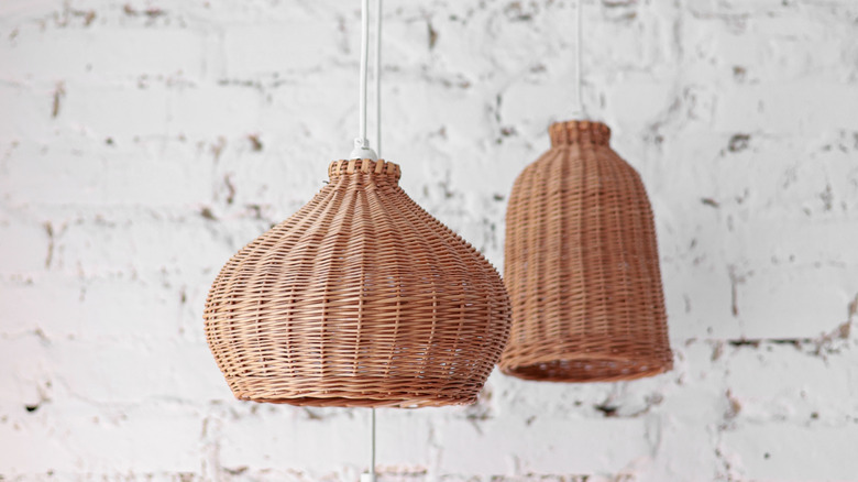 Hanging rattan lights