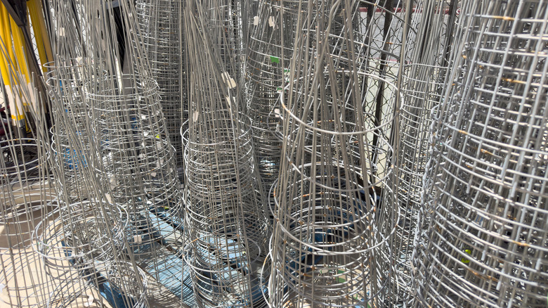 stacks of tomato cages
