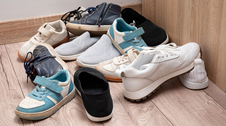 pile of shoes on the floor