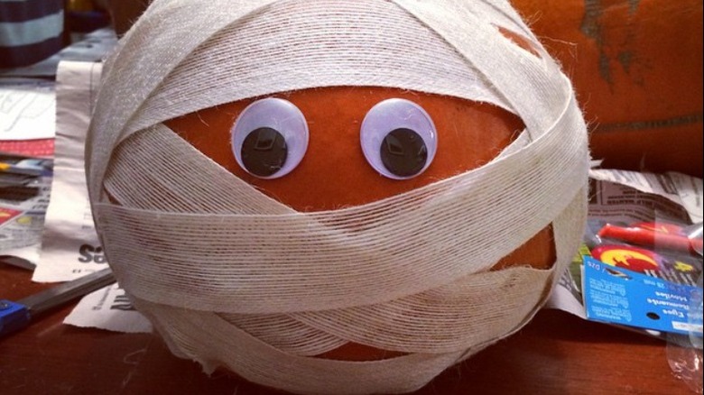 Mummy pumpkin with gauze