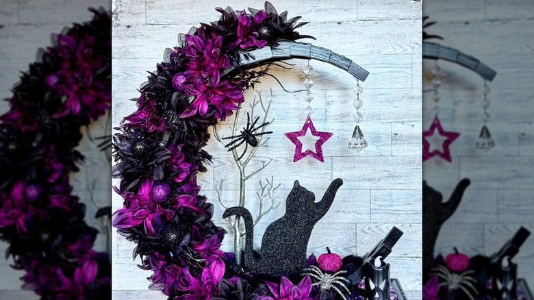 Handmade crescent moon halloween decoration