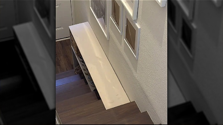 Shoe shelf on a staircase