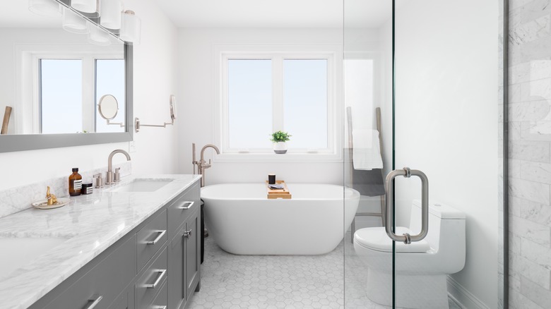 white and gray bathroom