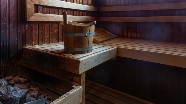 A sauna bench