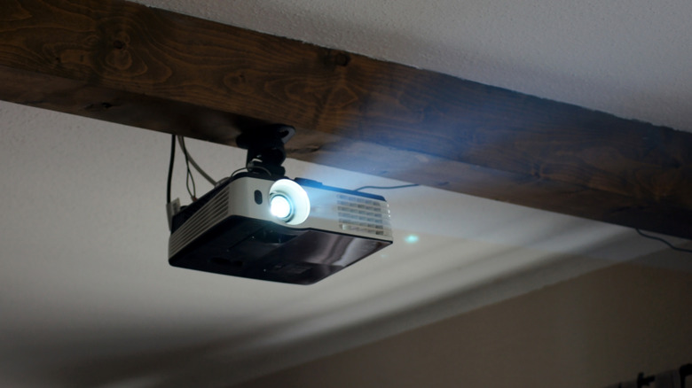 Projector hanging from ceiling