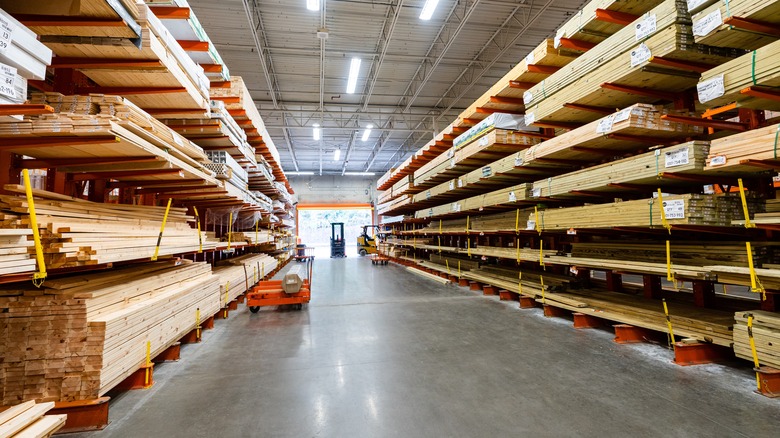 Lumber isle at a hardware store