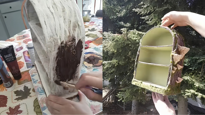 DIY fairycore trinket shelf using cardboard