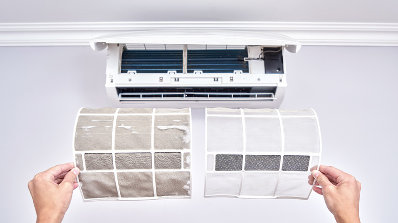 dirty and clean AC filters