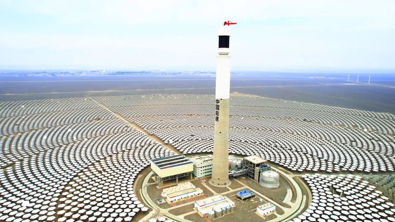 Aerial view of a concentrated solar power (CSP) Facility
