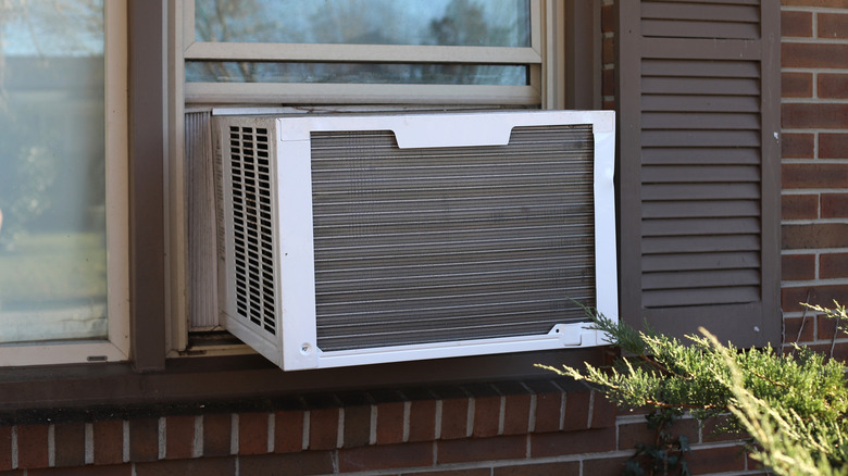 A traditional window air conditioner