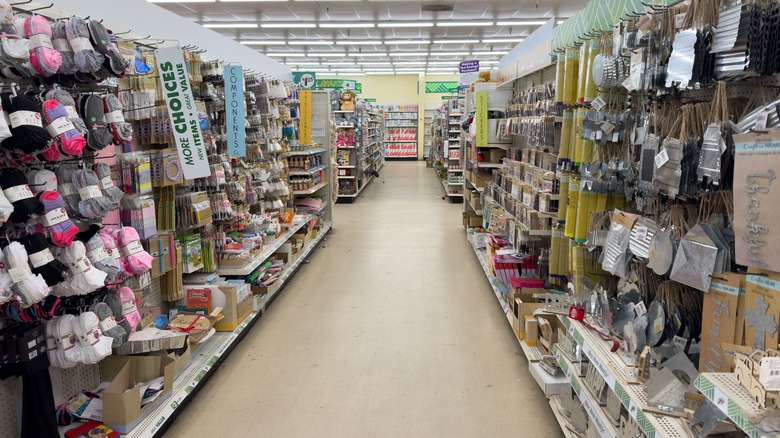 The craft aisle in Dollar Tree store.
