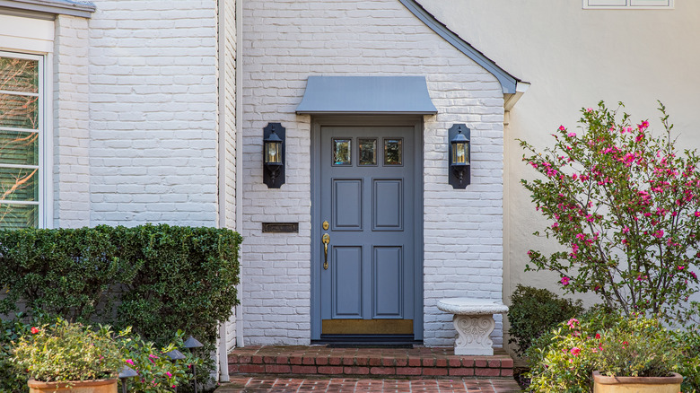 white brick house