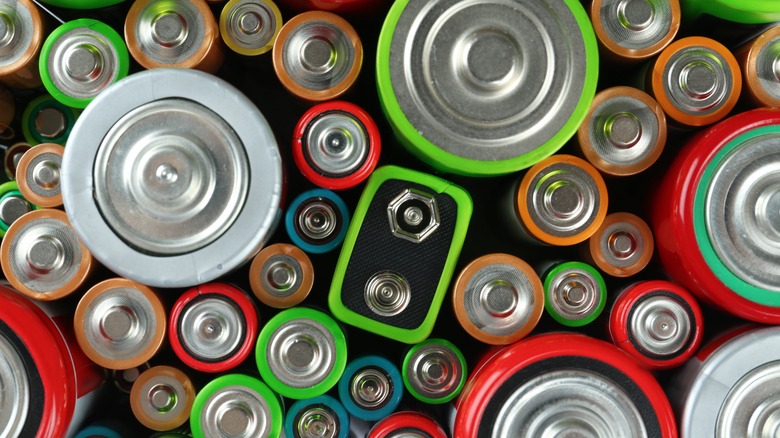 Close-up of different batteries