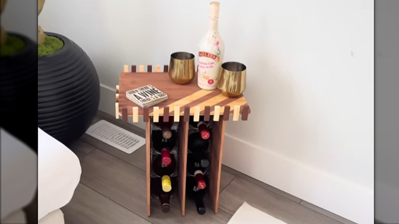 DIY wine bottle rack from Dollar Tree items