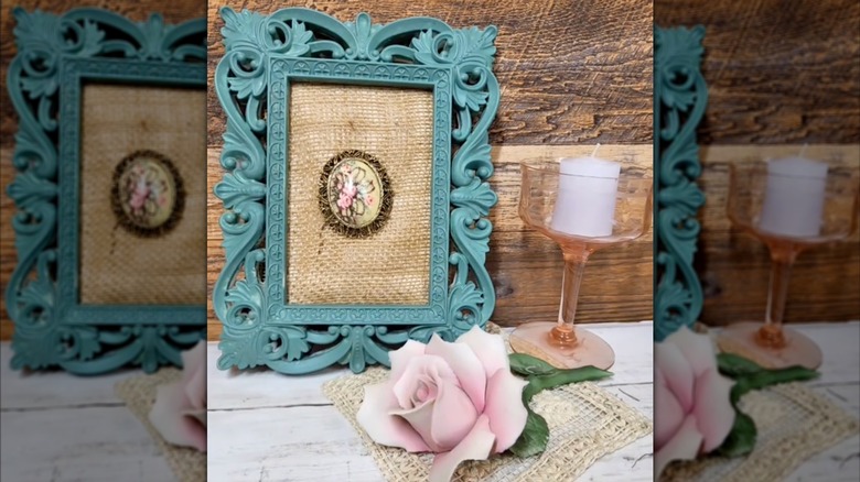 screenshot of DIYed frame pillow with brooch