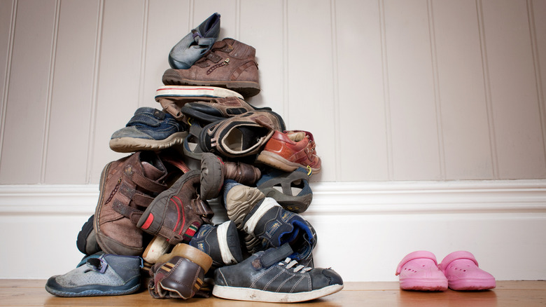 Pile of shoes on the floor