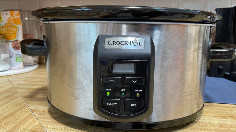 closeup on Crock Pot slow cooker on counter