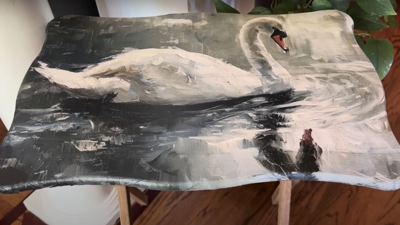 vintage TV tray that has been decoupaged