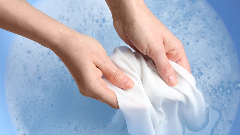 cloth in soapy water