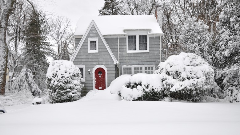 A snow covered house