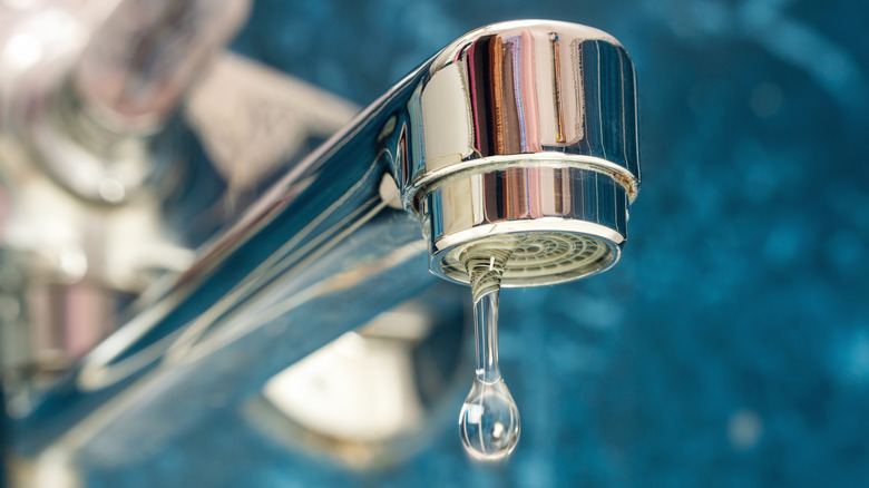 Water dripping from faucet