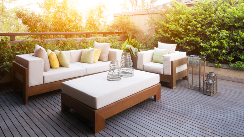 wooden furniture in patio