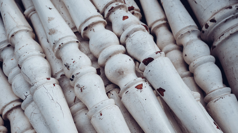 distressed wooden legs