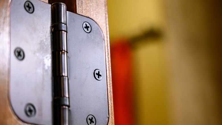 Door hinge close up