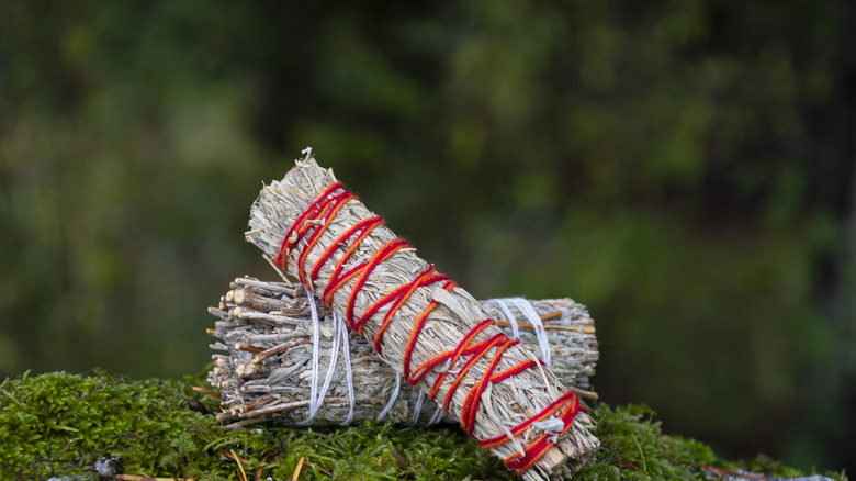 Two sage sticks with colorful string