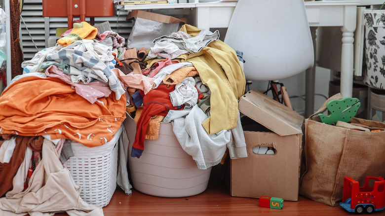 Piles of clothes