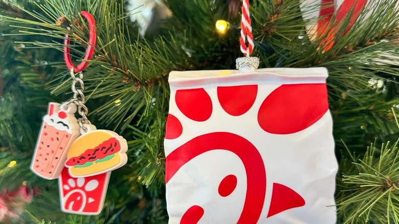 Chickfil-A ornaments on Christmas tree