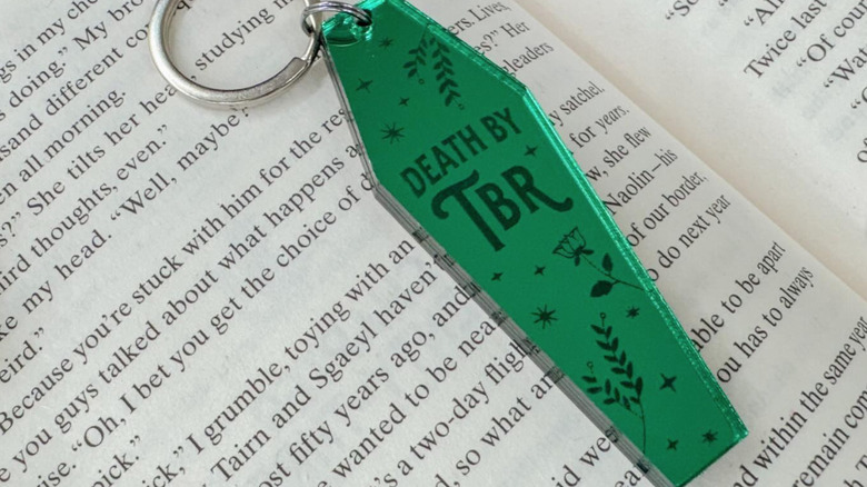 green death by TBR bookmark on open book