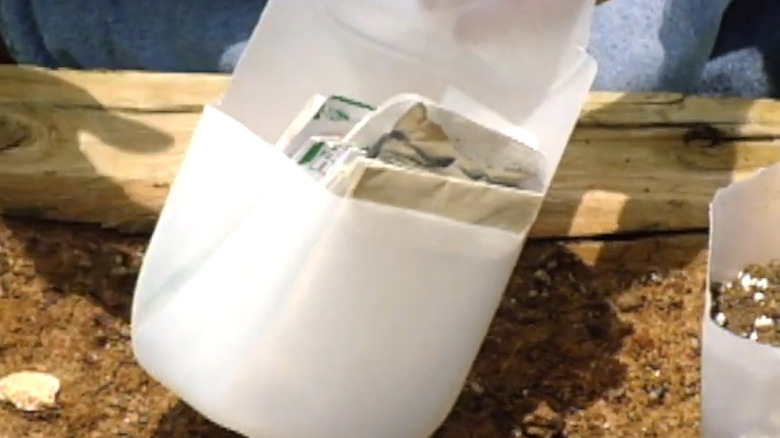 Seed storage made with a milk jug