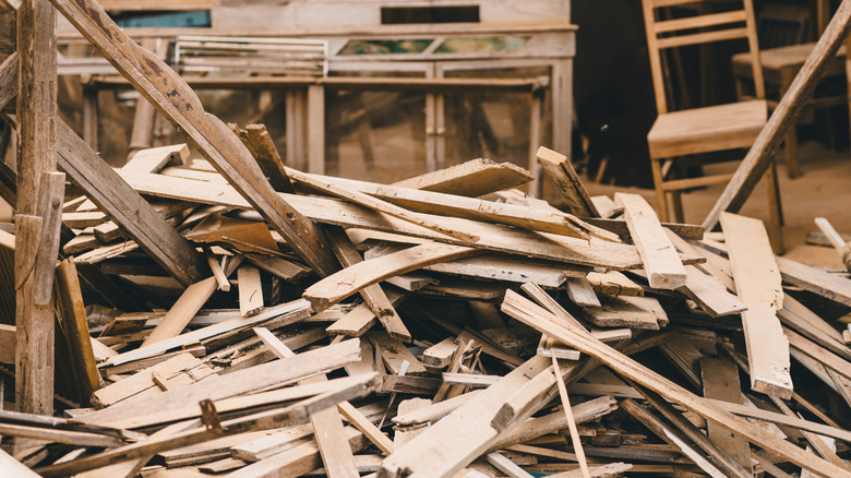 A pile of scrap wood